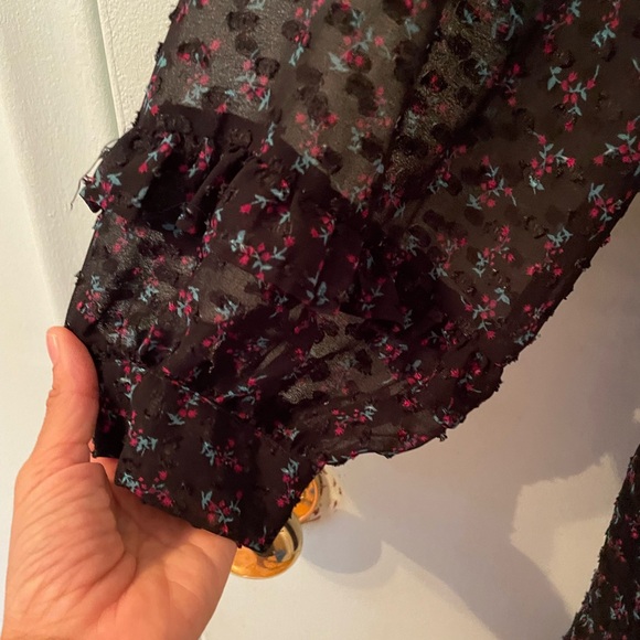 Zara Black Sheer Pink Floral Dress w/ Slip Lining size Small - Picture 7 of 8
